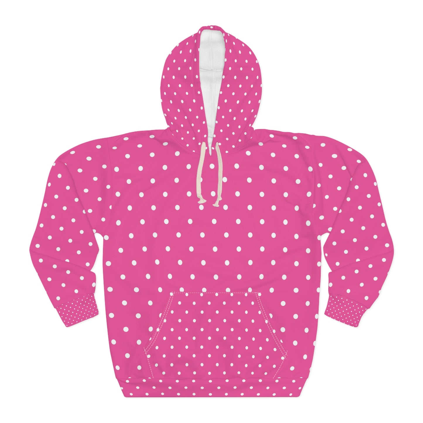 Hot Pink Polka Dot Unisex Pullover Hoodie