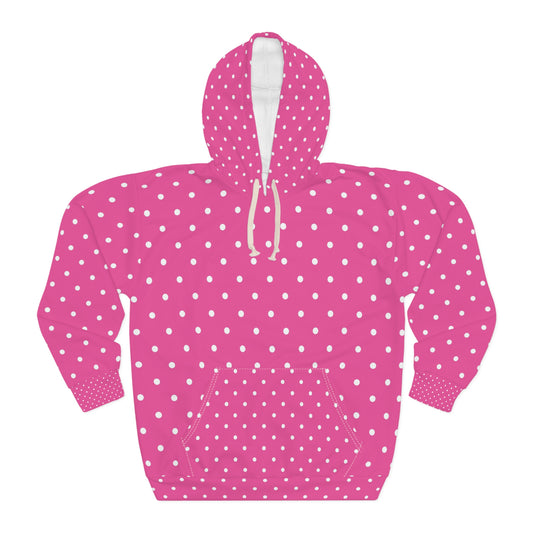 Hot Pink Polka Dot Unisex Pullover Hoodie