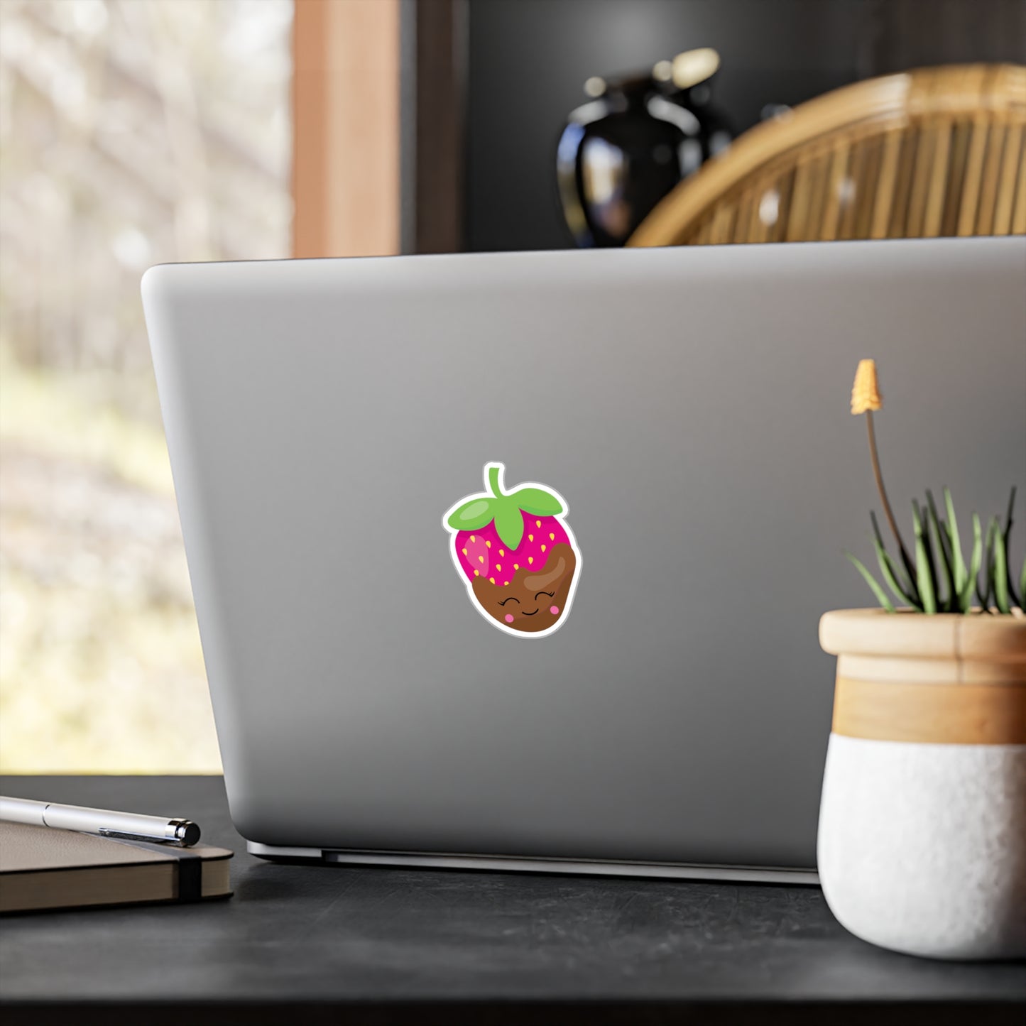 Kawaii Strawberry Sticker - Chocolate