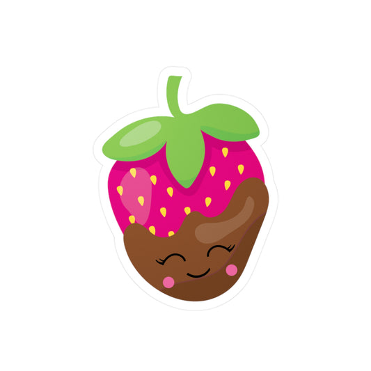 Kawaii Strawberry Sticker - Chocolate