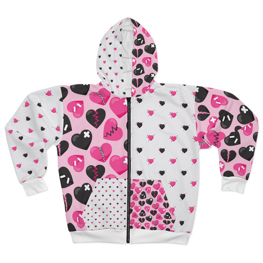 Love Hurts Anti-Valentine Unisex Zip Hoodie