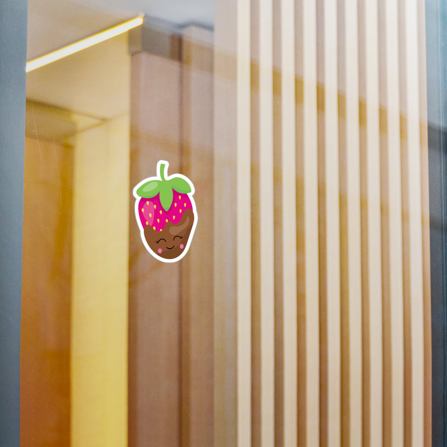 Kawaii Strawberry Sticker - Chocolate