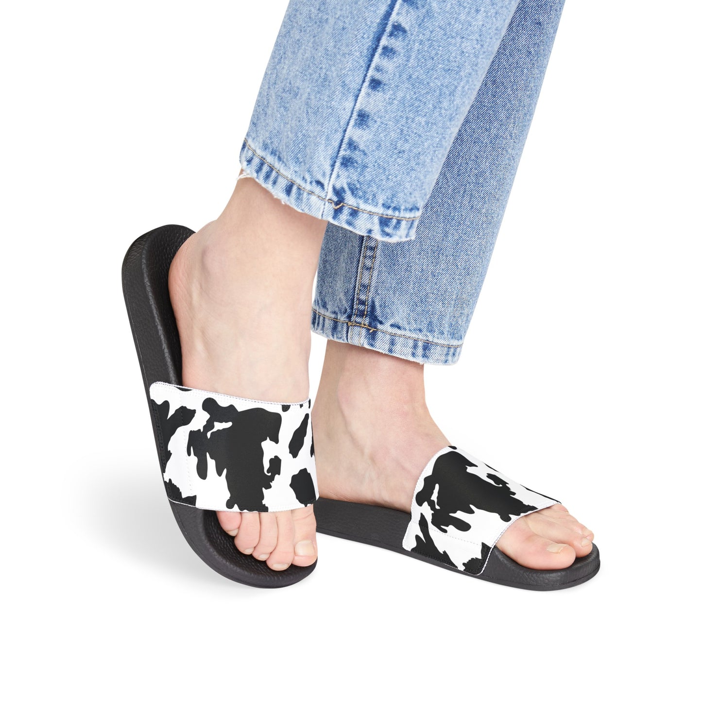 Cow Print Removable-Strap Sandals